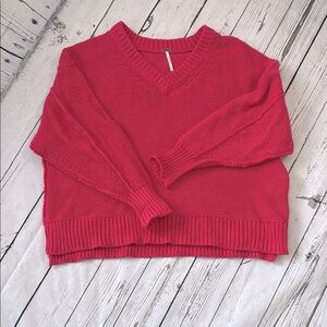 FREE PEOPLE Alli Oversized Strawberry Spritz Pink Knit Sweater Size XS